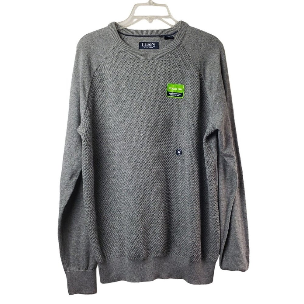 Chaps Men's Pullover Sweater Size M Gray Weekday Ready Recycled Yarn